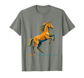 Mademark Horses Over Everything Equestrian Design T-Shirt - Men - Olive Heather