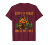 Bigfoot Halloween Costume Party Outfits Trick Or Treat Smell My Feet Bigfoot Halloween Sasquatch T-Shirt - Burgundy