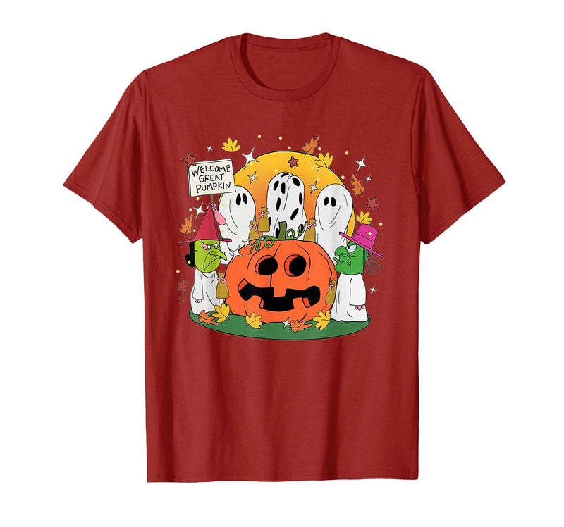 Funny Halloween gift tee Welcome Great Pumpkin Boo Witch Pumpkin Halloween T-Shirt - Cranberry Red