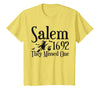 Salem 1692 They Missed One Witch Tees 1692 They Missed One Salem Womens Halloween Distressed T-Shirt - Lemon Yellow