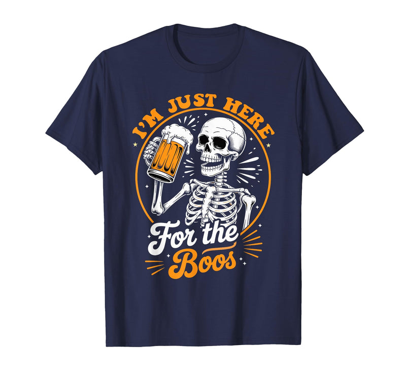 Boos Halloween Costume Cute skeleton I'm Just Here for The Boos Halloween Costume Skeleton Cute T-Shirt - Navy Blue