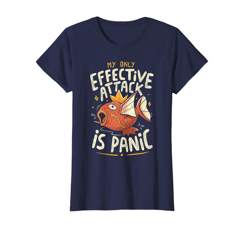 Funny My Only Effective Attack Is Panic Tee Shirt Fish My Only Effective Attack is Panic T-Shirt - Navy Blue