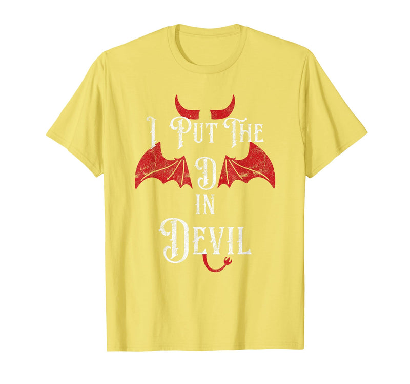 I Put the D in Devil Tees I Put the D in Devil Funny Halloween Matching Couple T-Shirt - Lemon Yellow