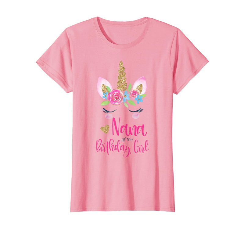 Unicorn Birthday Girl Family Shirts Unicorn Nana of The Birthday Girl Shirt Matching Party Tee T-Shirt - Pink