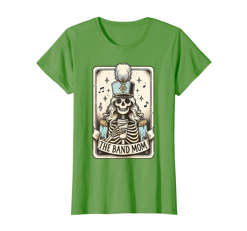 Marching Band Mom Tarot Card Skeleton Halloween Marching Band Mom Tarot Card Skeleton Mom Musical Instrument T-Shirt - Grass