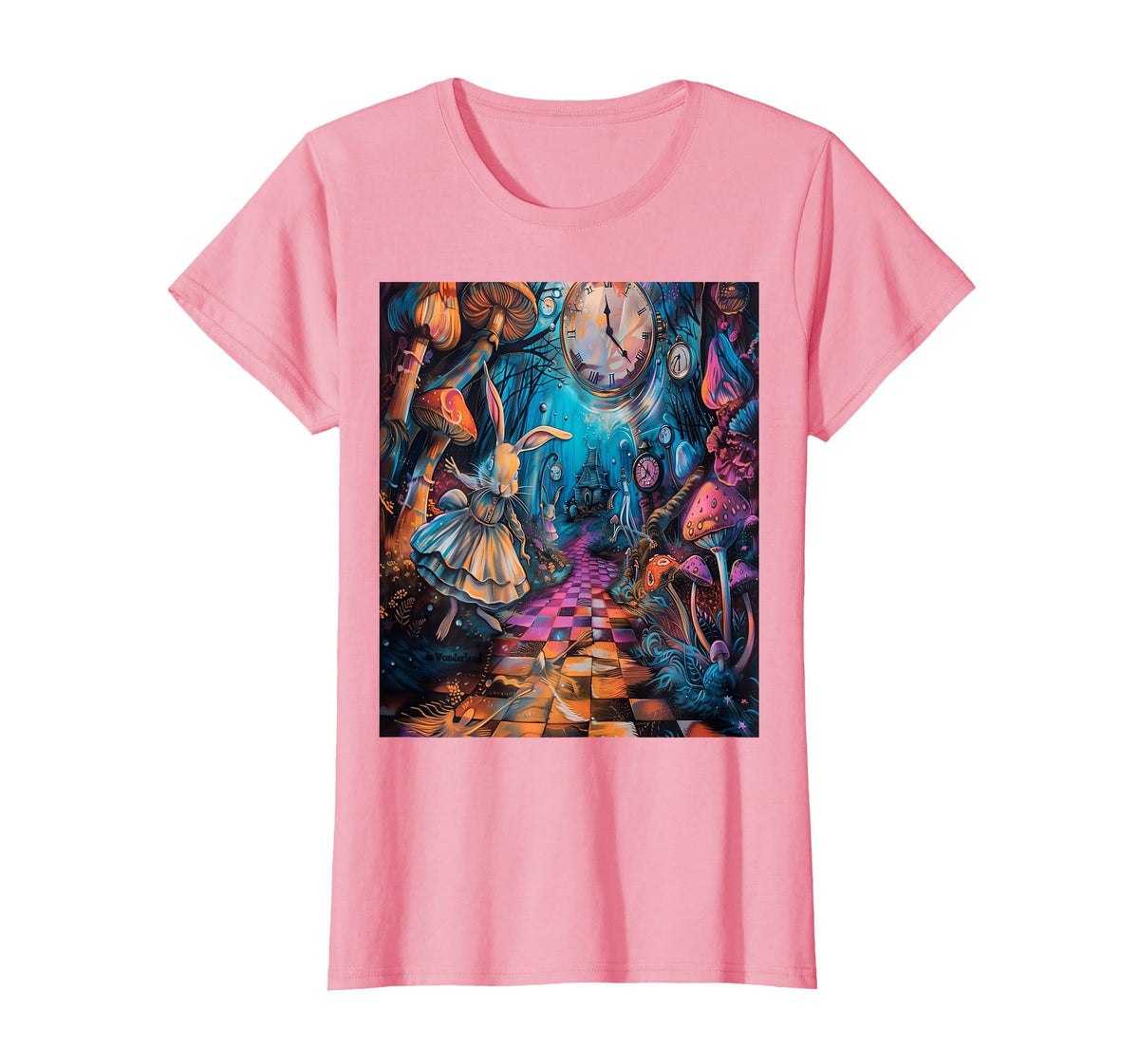 Alice in Wonderland Rabbit House T-Shirt in Pink