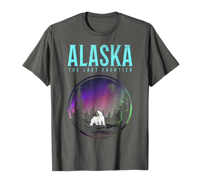 We Love Alaska - Apparel & Gifts Alaska Last Frontier Polar Bear Vintage Pride Souvenir T-Shirt - Asphalt Grey