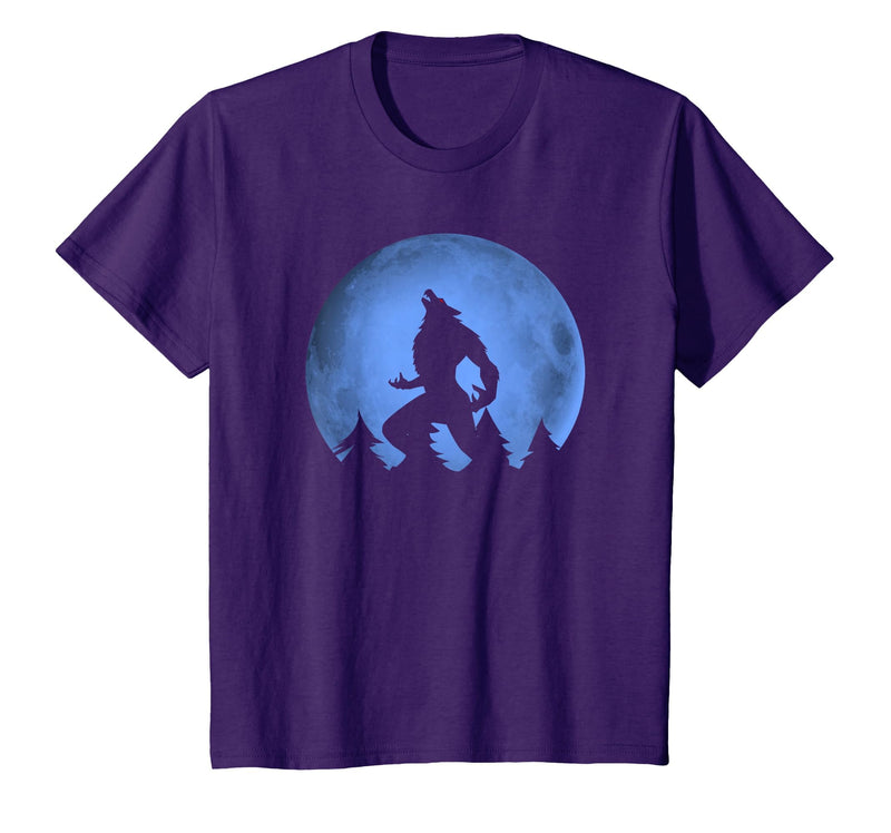 Ideas Halloween costume " Wolf moon " Wolf Halloween Costume Werewolf Blue Moon Scary for Men Boys T-Shirt - Purple