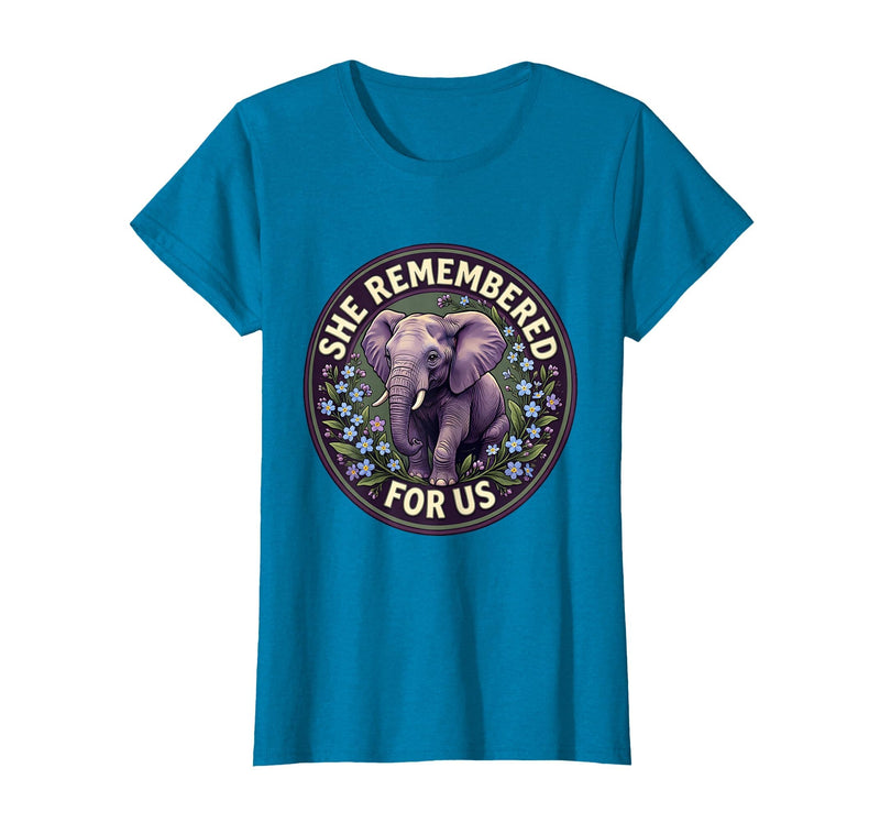 Mademark She Remembered For Us Gentle Elephant Design T-Shirt - Women - Sapphire Blue