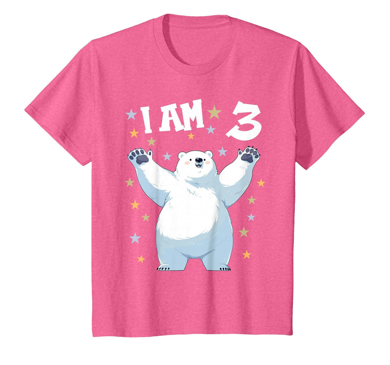 3 years old 3rd birthday Polar Bear Kids 3 Years Old 3 Birthday Polar Bears Boy Girl Polar Bear T-Shirt - Pink Heather