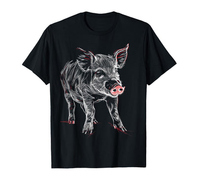 Pig Love Print Art Abstract Animal Drawing Graphic Pig T-Shirt