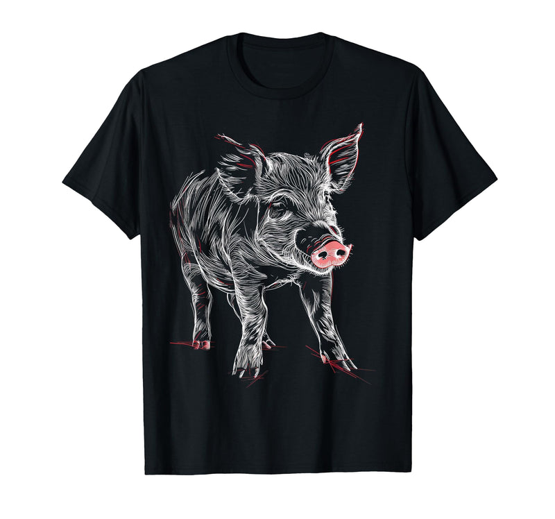 @n!mal Pig Love Print Art Abstract Animal Drawing Graphic Pig T-Shirt - As Pictured