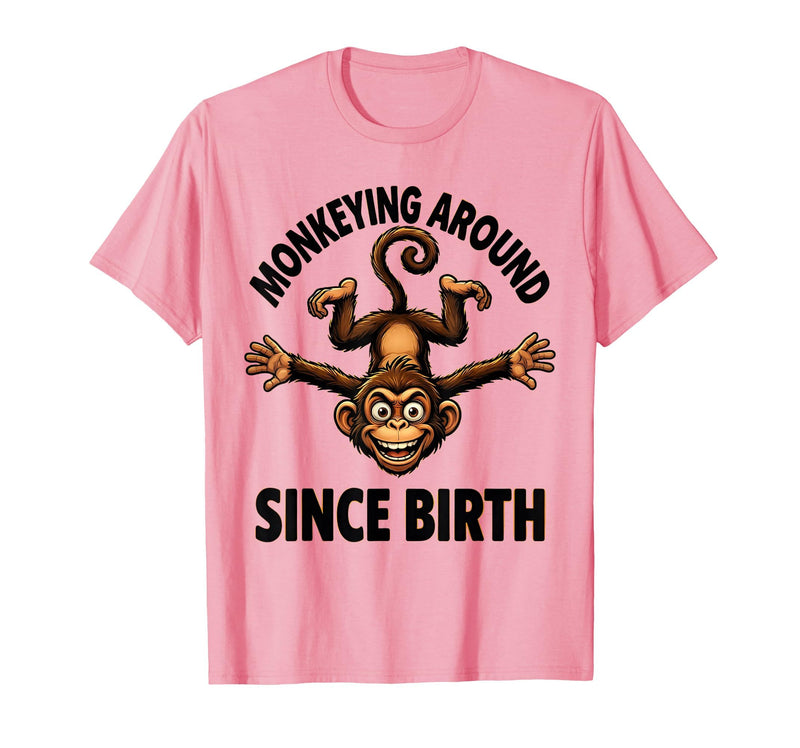 Mademark Monkeying Around Since Birth Funny Monkey Design T-Shirt - Men - Pink