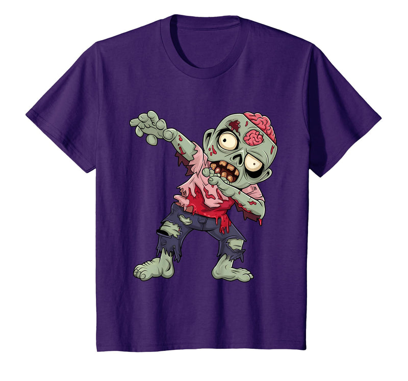 Halloween Shirts Women Men Kids Dabbing Zombie Brain Halloween Scary Dab Dance Boys Teen Men T-Shirt - Purple