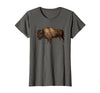 Altes Büffel-Design Buffalo Vintage Retro American Bison T-Shirt - Asphalt Grey