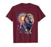 Cosmic Animal Mandala Sacred Geometry Collective Sacred Geometry Lion Mandala T-Shirt - Burgundy