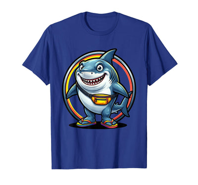 Funny Shark In Flip Flops and Fanny Pack Design T-Shirt