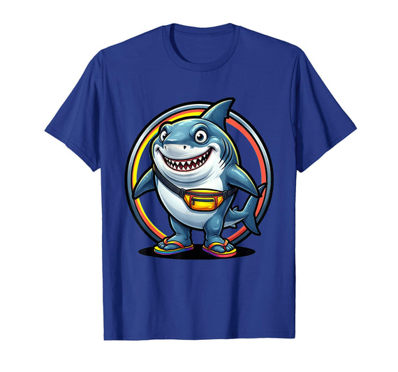 Mademark Funny Shark In Flip Flops and Fanny Pack Design T-Shirt - Royal Blue