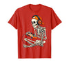 Halloween Skeleton Shirts for Gamers Men Boys Kids Halloween Skeleton Gamer Video Gaming Boys Men Kids Funny T-Shirt - Red