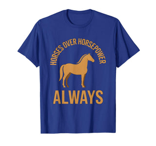 Mademark Horses Over Horsepower Always Equestrian Design T-Shirt - Men - Royal Blue