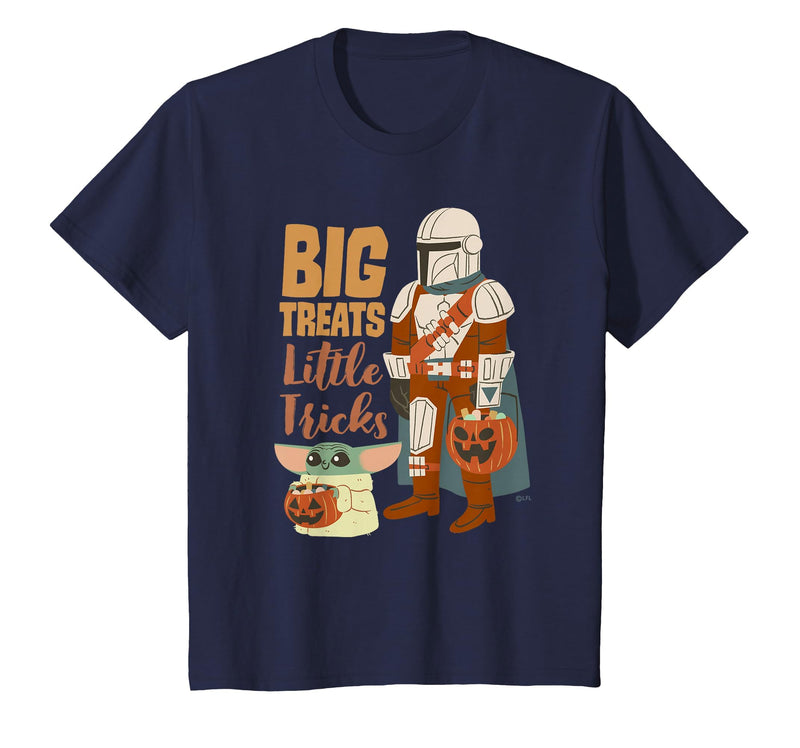 Star Wars Grogu The Mandalorian Halloween Big Treats T-Shirt - Navy Blue