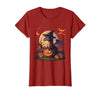 Halloween Dragons Fantasy Spooky Witchy Cute Halloween Dragon Witch Hat Pumpkin Moon Fantasy T-Shirt - Cranberry Red