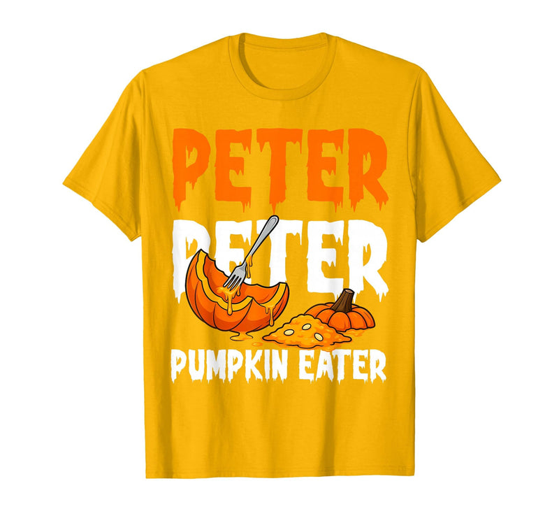 Halloween Matching Couple Shirts Women Men Funny Peter Pumpkin Eater Halloween Costume Men Boyfriend T-Shirt - Golden Yellow