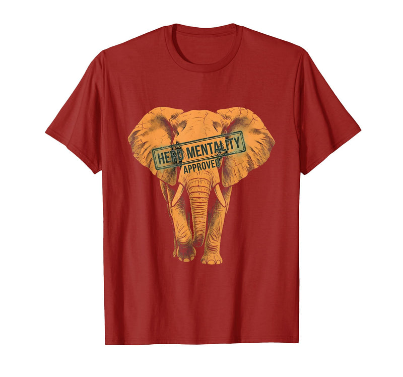 Mademark Herd Mentality Approved Elephant Design T-Shirt - Men - Cranberry Red