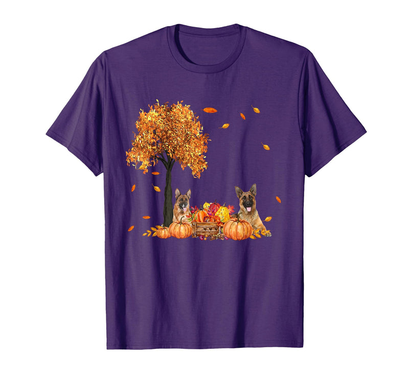 Funny German Shepherd Thanksgiving Halloween German Shepherd Autumn Leaf Fall Dog Thanksgiving Halloween T-Shirt - Purple