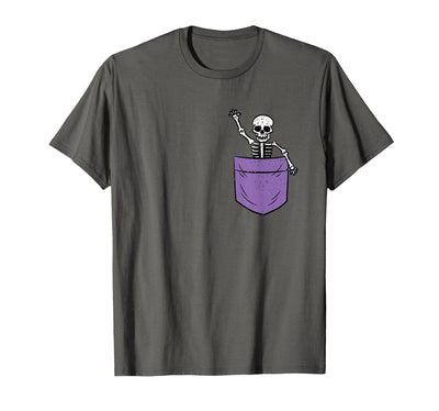 Halloween Shirts Skeleton Costume Men Women Kids Skeleton Pocket Halloween Costume Funny Skull Character T-Shirt