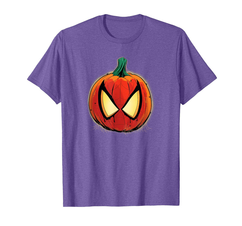 Marvel Spider-Man Halloween Spooky Pumpkin Jack-o'-Lantern T-Shirt - Purple Heather