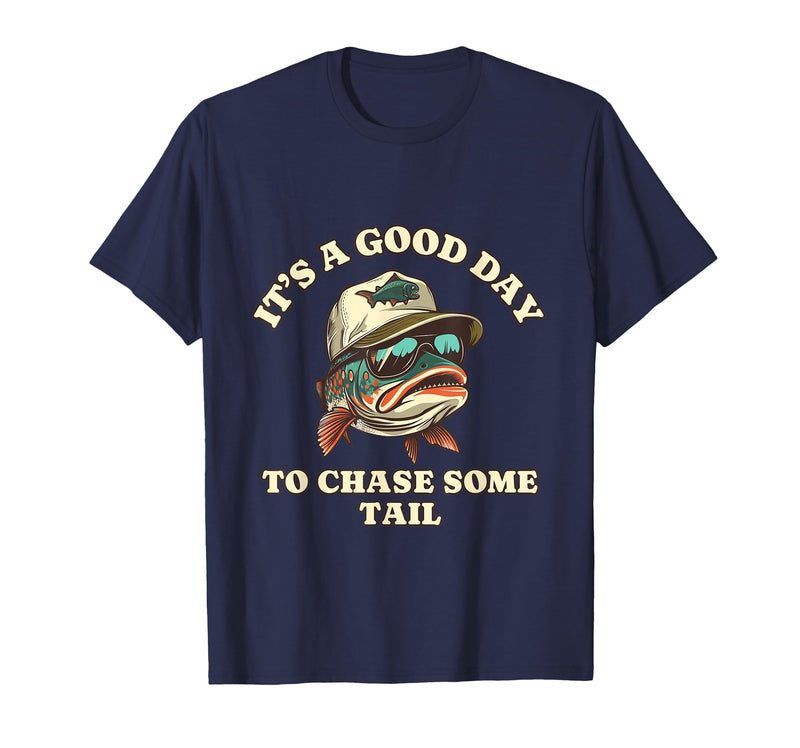 Funny Outdoor Anglers & Fisherman Designs Catch Fish and Laugh Hard with This Fishing Pun T-Shirt - Navy Blue