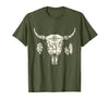 Buffalo Animals Gift Idea Bison Buffalo Skull Animal Design T-Shirt - Olive Green