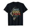 Cool Papa Fathers Day Fishing Gifts Funny Fisherman Vintage Reel Cool Papa T-Shirt - Black