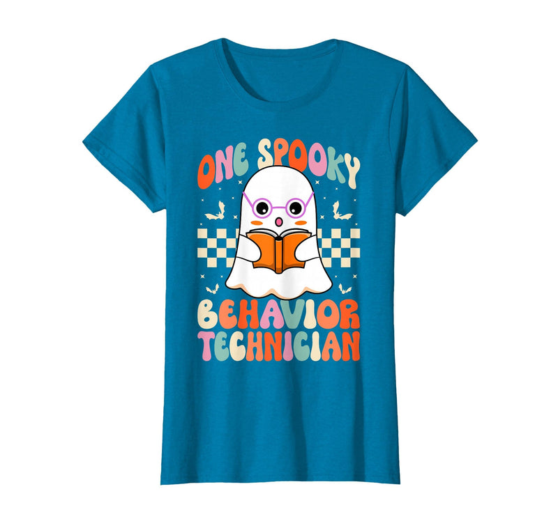 RBT Behavior Tech Spooky Halloween Gifts Co. One Spooky Behavior Technician Analyst - Halloween Ghost RBT T-Shirt - Sapphire