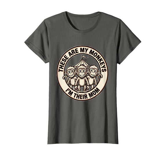 Mademark These Are My Monkeys I'm Their Mom Circus Design T-Shirt - Women - Asphalt Grey