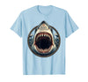 Mademark Shark Open Jaw Rows of Teeth Graphic Design T-Shirt - Baby Blue