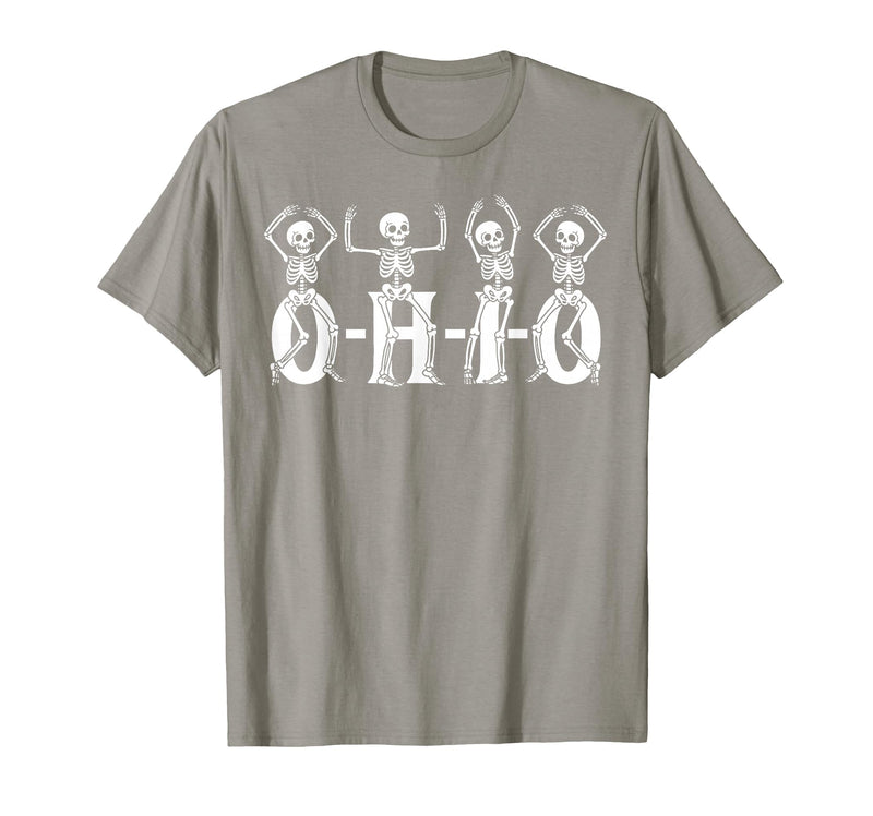 Funny O-H-I-O State Skeleton Halloween Funny O-H-I-O State Skeleton Ohio Halloween Vintage Vibe Fun T-Shirt - Slate Grey