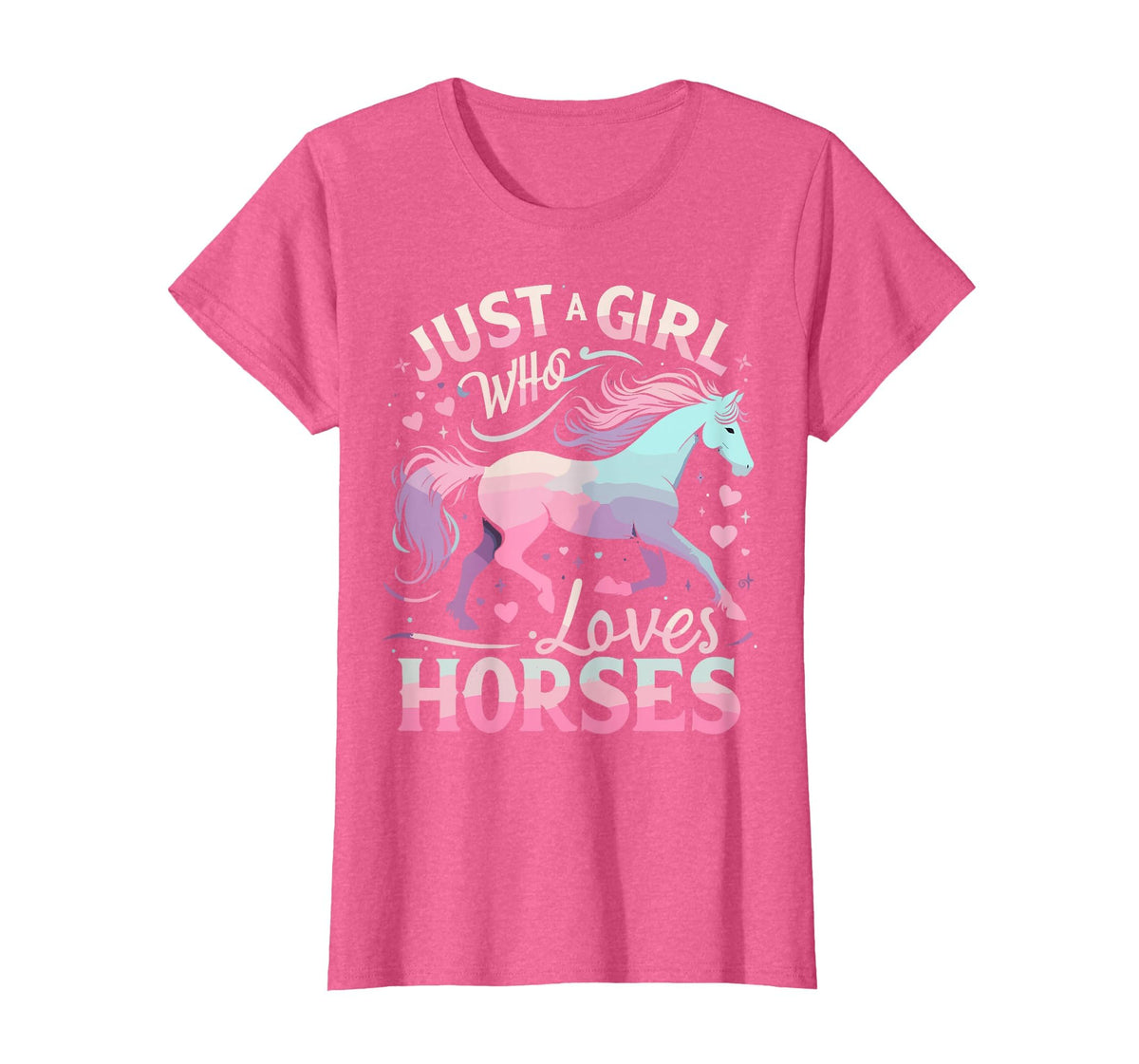 Funny Horse Lovers Just a Girl Who Loves Horses T-Shirt - Pink Heather
