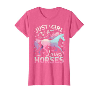Funny Horse Lovers Just a Girl Who Loves Horses T-Shirt - Pink Heather