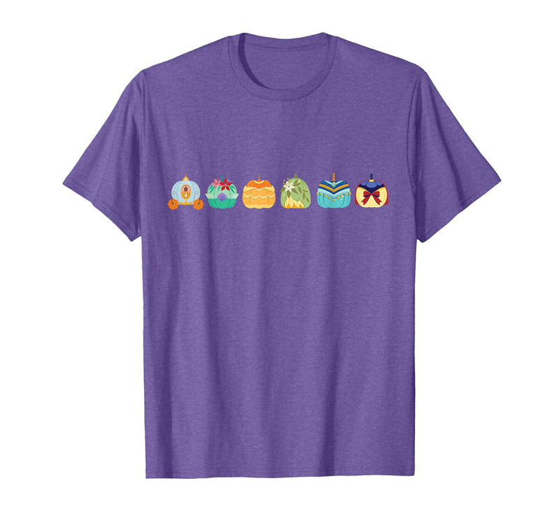 Disney Princess Pumpkins Fall Autumn Lineup of Princesses T-Shirt - Purple Heather