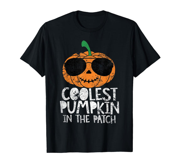 Halloween Tees for Women Men Kids Kids Coolest Pumpkin in The Patch Halloween Boys Girls Teens T-Shirt - Black