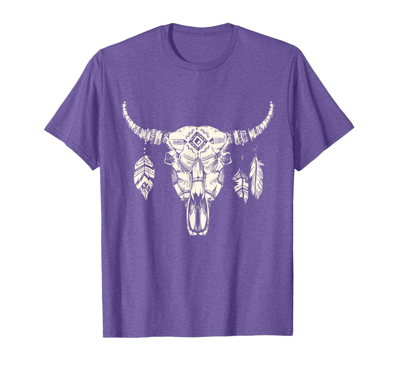 Buffalo Animals Gift Idea Bison Buffalo Skull Animal Design T-Shirt - Purple Heather