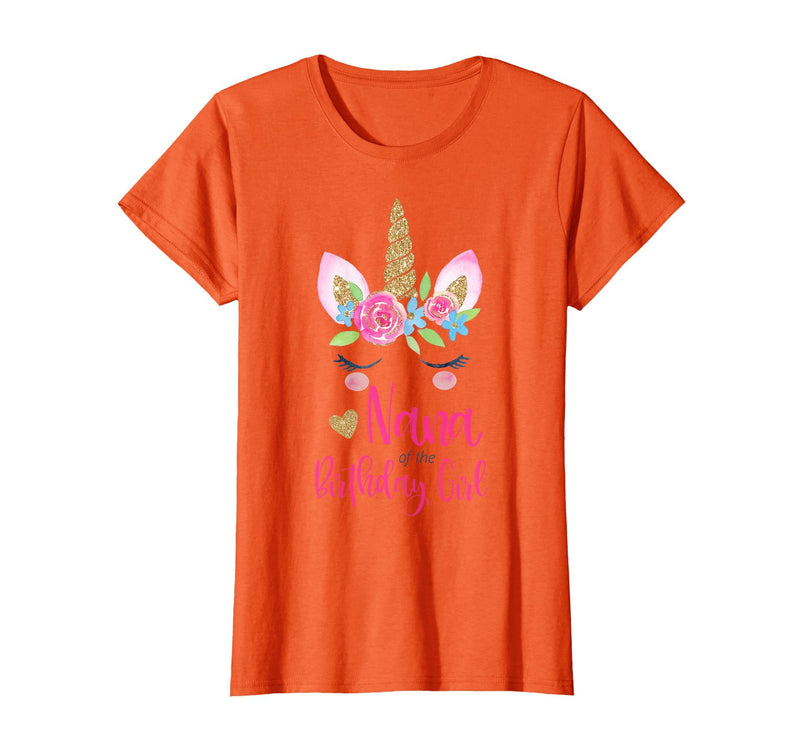 Unicorn Birthday Girl Family Shirts Unicorn Nana of The Birthday Girl Shirt Matching Party Tee T-Shirt - Orange