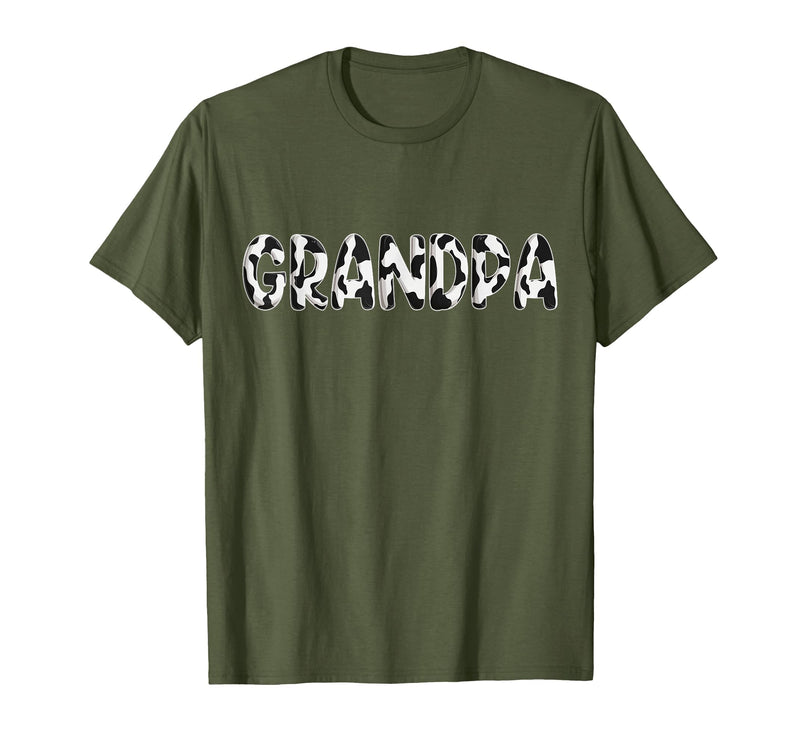 Cow Pattern Print Family Matching Birthday Shirts Cow Grandpa Birthday Family Matching Fathers Day Boy Girl T-Shirt - Olive