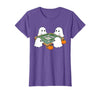 Mahjong Player Halloween Ghost Playing Mahjong Halloween Ghost Playing Mahjong Spooky Season Game Day Fall T-Shirt - Purple
