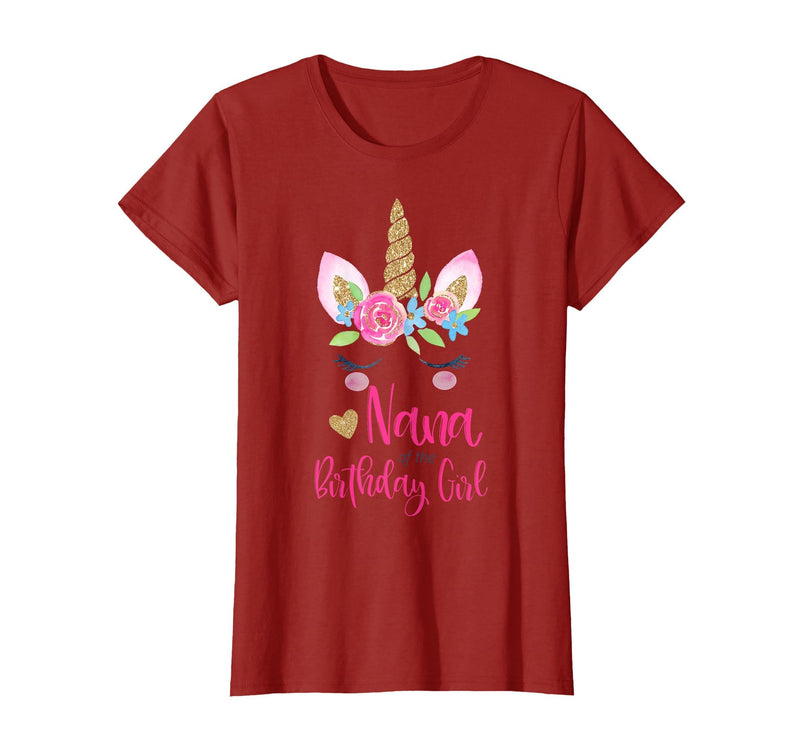 Unicorn Birthday Girl Family Shirts Unicorn Nana of The Birthday Girl Shirt Matching Party Tee T-Shirt - Cranberry Red