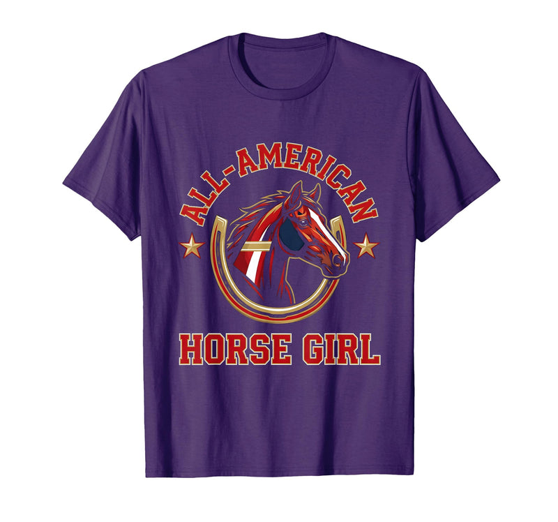 Mademark All-American Horse Girl Bold Varsity Horse Design T-Shirt - Men - Purple