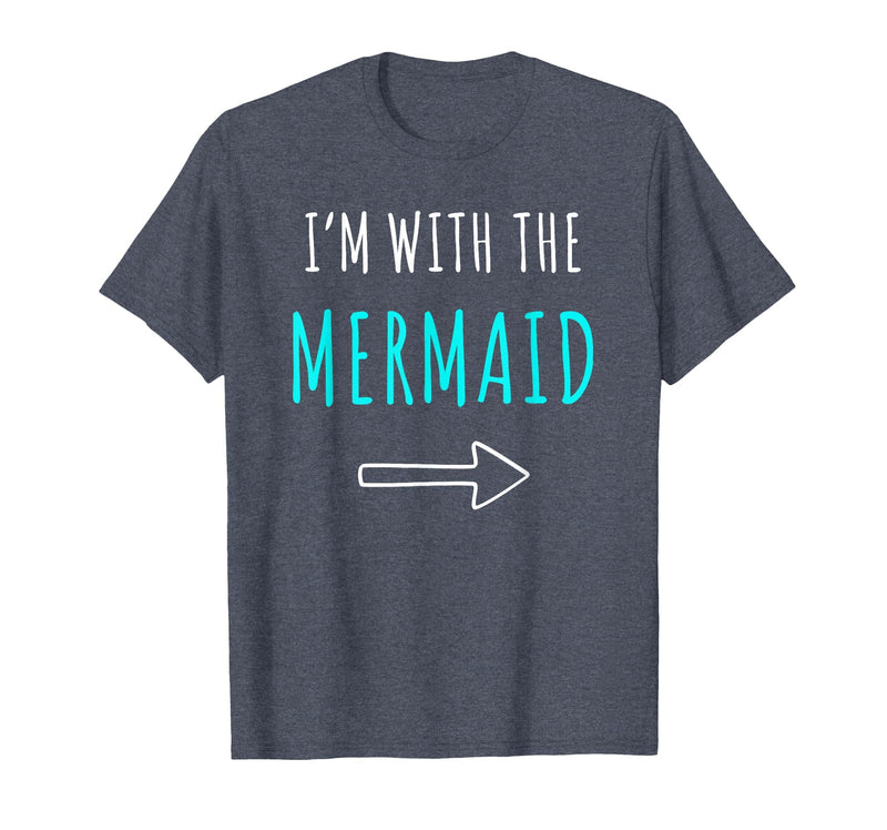 Mermaid Shirt Funny Easy Halloween Shirt Funny Mermaid Halloween Parents or Couples Costume T-Shirt - Heather Blue