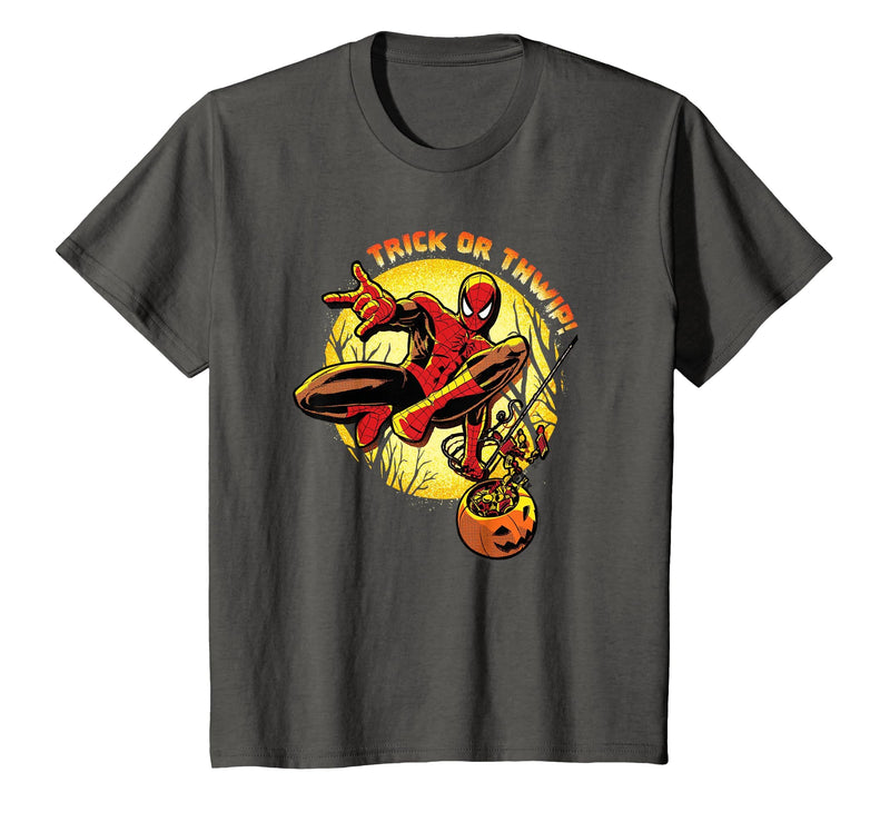 Marvel Super Heroes Spider-Man Trick or Thwip! Halloween T-Shirt - Asphalt Grey